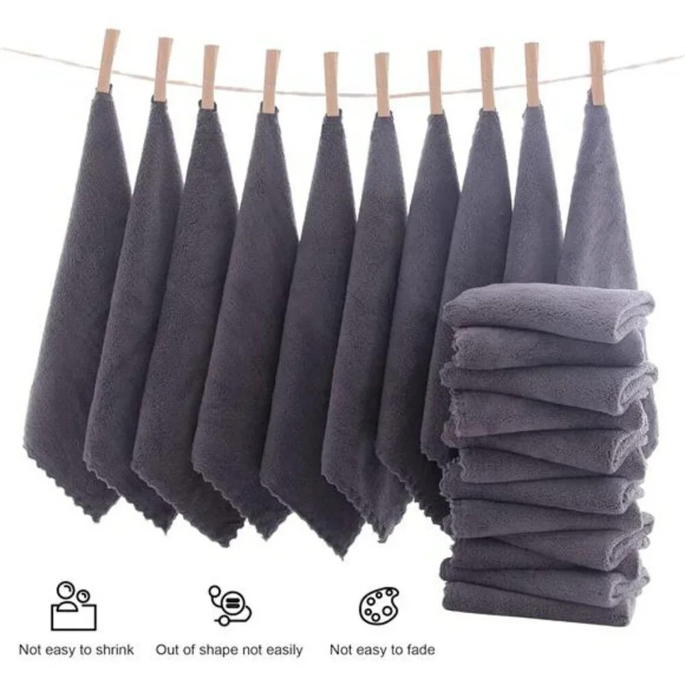 24 Pack Grey Microfiber Washcloths Quick Dry Soft Absorbent Face Towel Set